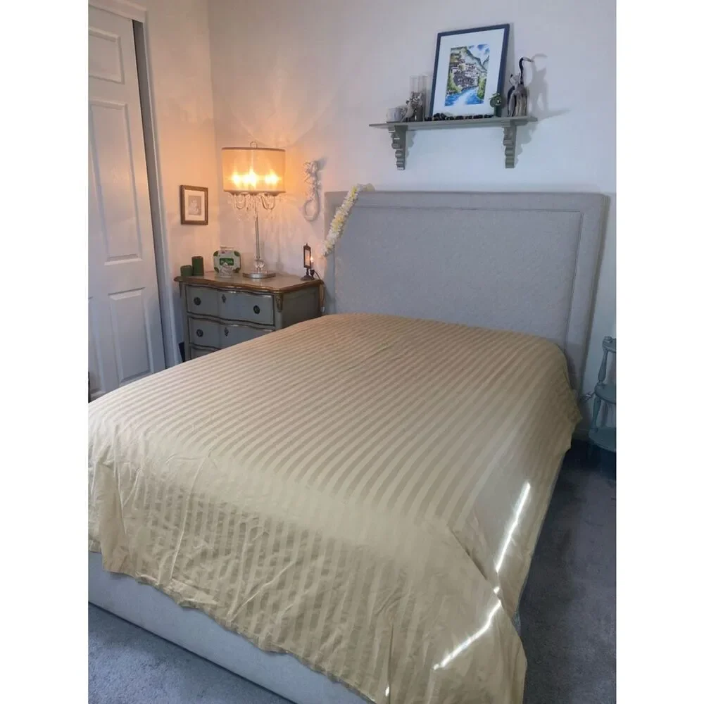 Charter Club Striped Sateen Duvet Cover in Light Beige